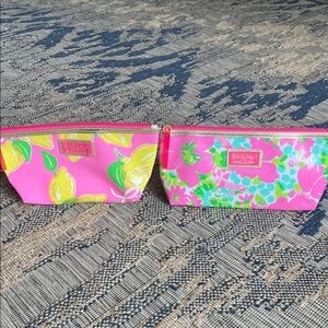 Lilly Pulitzer Pink and Yellow Cosmetic Bag Set
